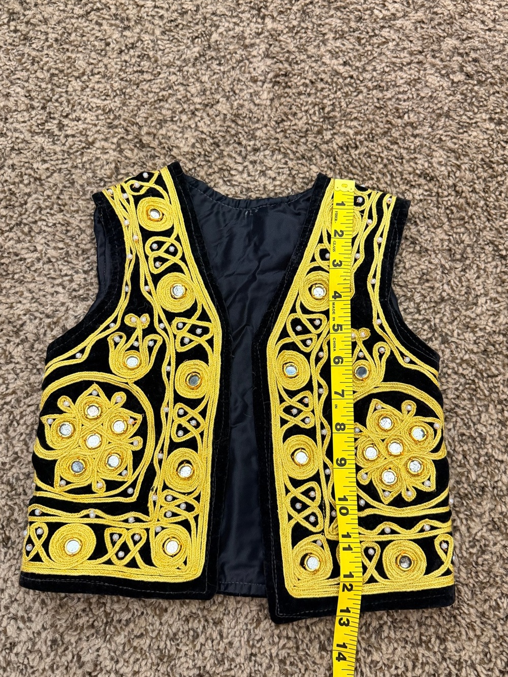 Vintage Kids Black Mirrored Afghan Vest - Picture 5 of 5